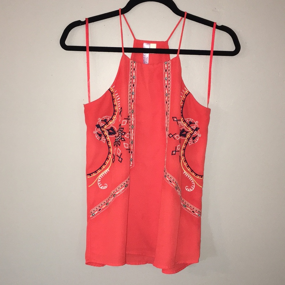 Coral tank with geometric print